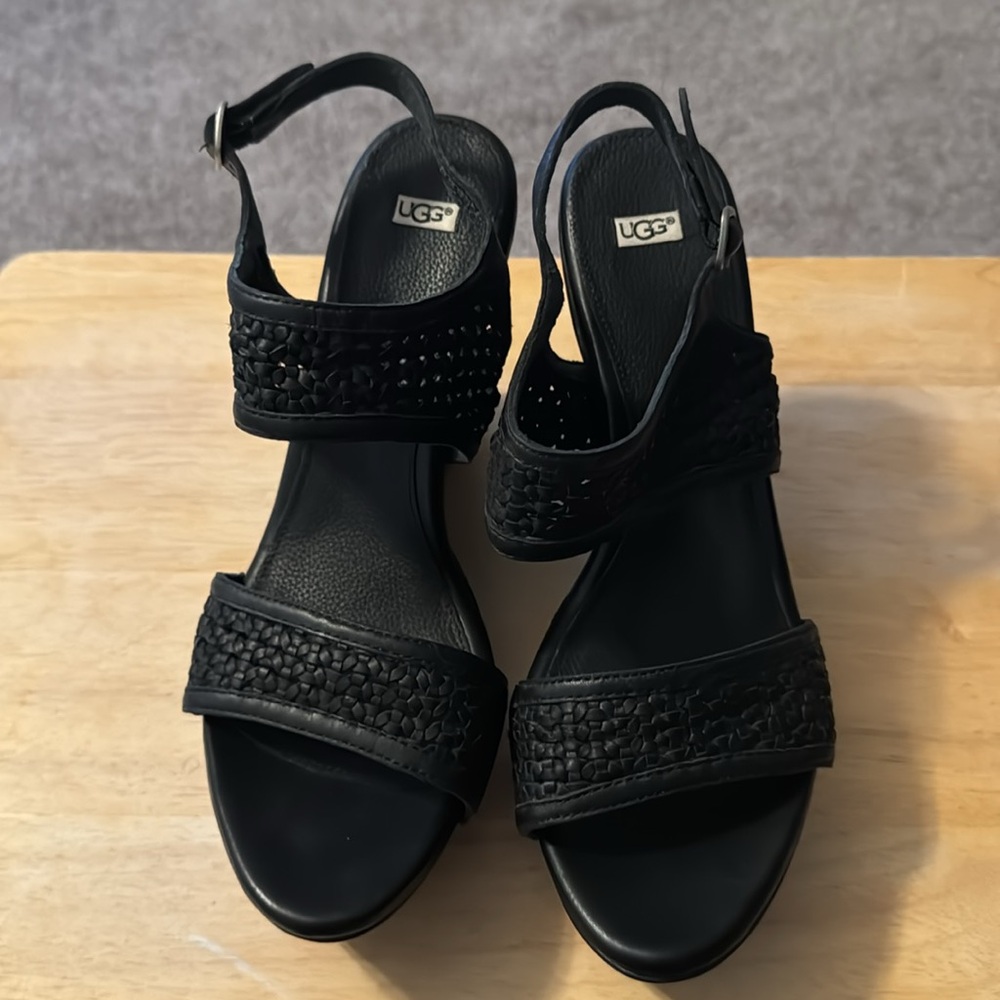 Black Platform Sandals With Perforated Straps - image 2